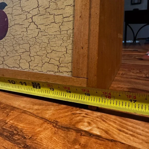 Wooden Bread Box with Apple Design - Picture 8 of 10